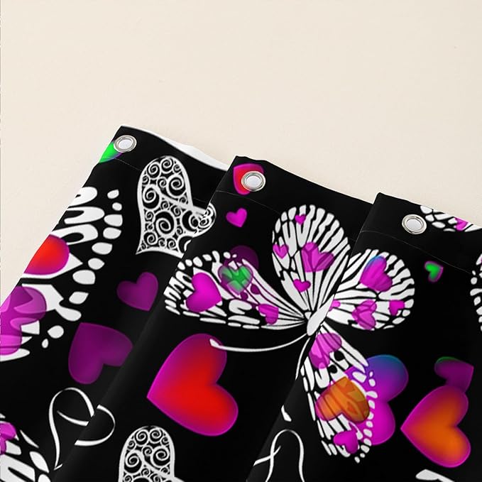 AILONEN Colorful Butterfly Shower Curtain for Bathroom Decor,Beautiful Butterfly Bath Curtain for Kids Women Girls,Pint Polyester Waterproof with 12 Plastic Hooks 48" W*72" H