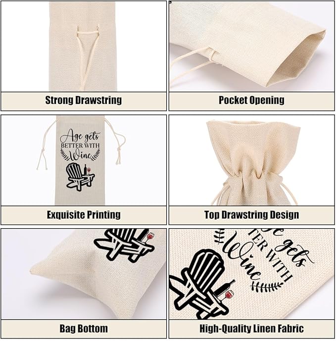 Funny Wine Quotes Wine Bag Wine Tasting Party Supplies for Wine Lovers Women Men Mimi Groom Friend Christmas Birthday Wedding Bachelorrette Party Wine Bags