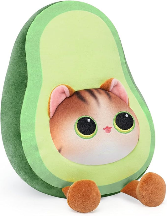 Stuffed Animal Plushie Toy, Cute Cat Plush Stuffed Pillow, Avocado Stuffy Toy Plush Pillow Birthday Toy for Kids & Adults