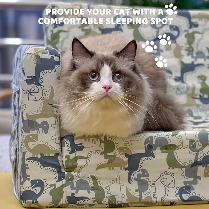 Kids Sofa, Children's Extra Wide Convertible Sofa to Lounger - Extra Soft 2 Seats 2 in 1 Flip Open Chair & Sleeper, Cute Dinosaur Print Toddler Chair Kids Couch for Kids Girls Boys