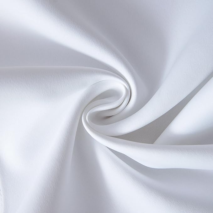 Mrs.Naturall White Curtains 63 Inch Length for Bedroom,Grommet Room Darkening 50% Black Out Semi Blackout Thermal Light Blocking Opaque Curtains for Nursery Girls