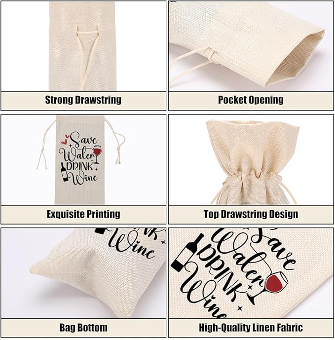Funny Wine Quotes Wine Bag Wine Tasting Party Supplies for Wine Lovers Women Men Bride Groom Coworker Mom Christmas Birthday Wedding Bachelorrette Party Wine Bags