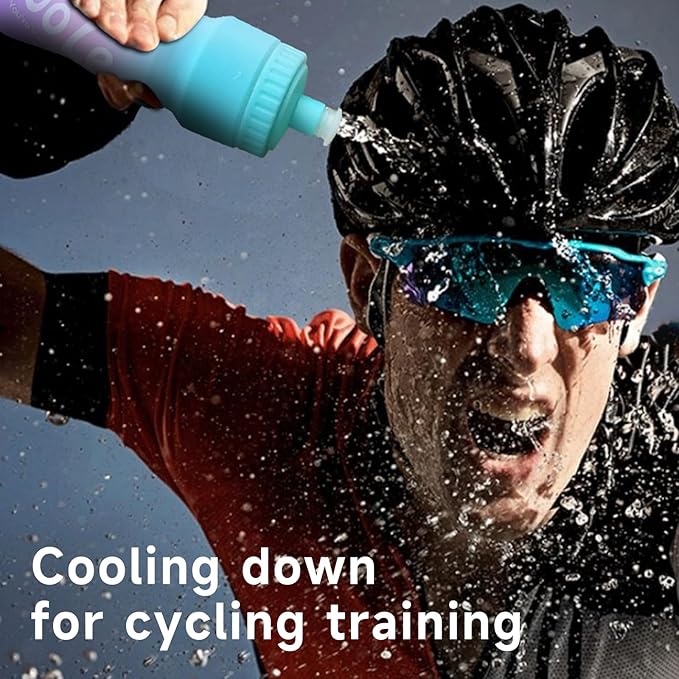 Bike Squeeze Water Bottle w/Pull Top Lid, Leakproof, BPA Free, Easy Squeeze Reusable Water Bottles for Fitness, Cycling, Running, Hiking, School, Fresh Color 24 Oz (1 Pack)