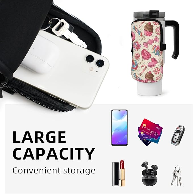 Galaxy Mandala Water Bottle Pouch for Stanley Cup 40oz 30oz,Personalized Gym Purse for Men Women, Tumbler Pouch with Versatile Pocket Water Bottle Bag for Cards, Keys, Phone