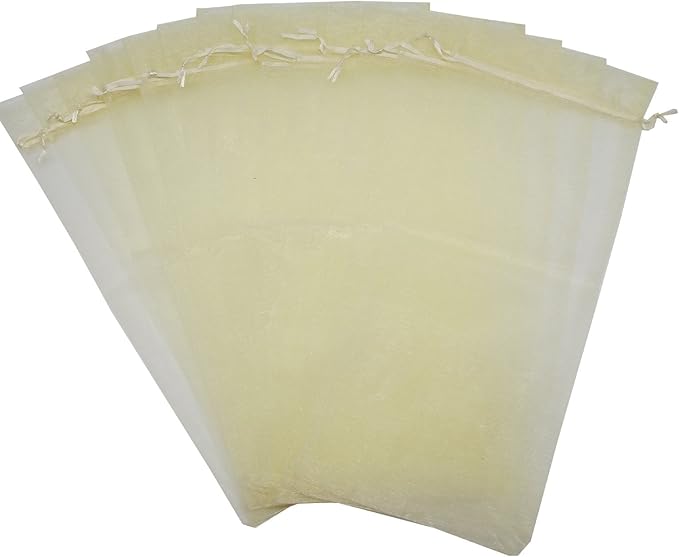Ankirol 20pcs Sheer Organza Wine Bags 5.5x14.5 inch Baby Shower Wedding Favors Drawstring Pouches (Cream)