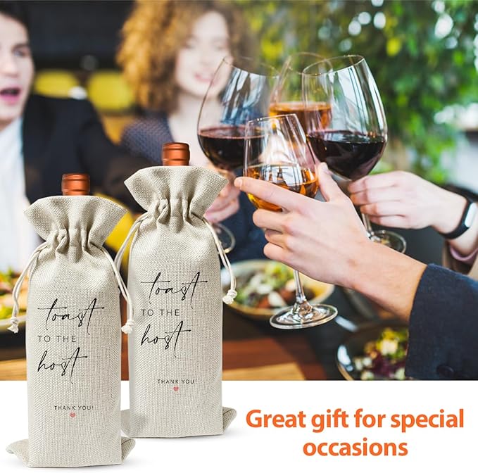 Wedding Day Gift Wine Bag for Helper, Wedding Or Engagement Party Decorations Favors, Thank You Wedding Gift, Bridal Proposal Gift, Engagement Gift For Women Man Friend, Cotton Linen Wine Bag
