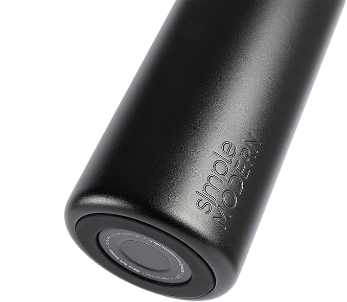 Simple Modern Water Bottle with Push Button Straw Lid | Ceramic-Lined Insulated Stainless Steel | Travel Water Bottles for Gym & Sports | Leak Proof | Mesa Signature Collection | 34oz, Midnight Black