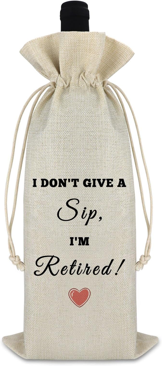 Funny Retirement Gifts for Women Men Farewell Retirement Wine Bag Gift for Coworker Teacher Happy Retirement Gift for Grandparent Farewell Going Away Gift for Nurse Doctor Reusable Wine Wrap Bag