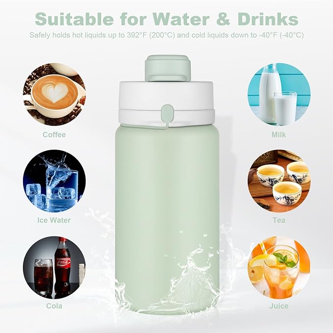 Collapsible Water Bottle, Foldable Water Bottle BPA Free Reusable Lightweight Leak-Proof Travel Silicone Water Bottle for Travel, Gym, Hiking, Office, Camping