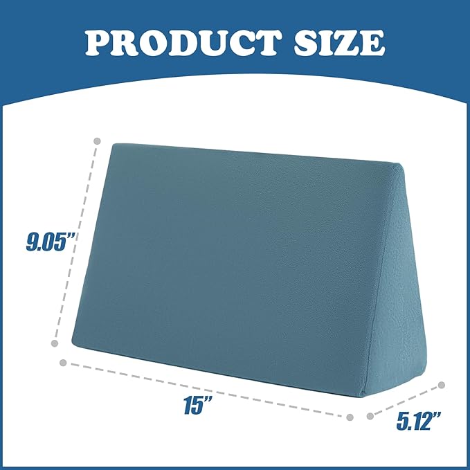 Small Wedge Pillow, Wedge Pillow for Bed Sores, Positioning Pillow, Positioning Wedge, Yoga Wedge Pillow, Mini Wedge Pillow for Laptop, Small Wedge Pillow for Chair (1 Unit, Light Blue)