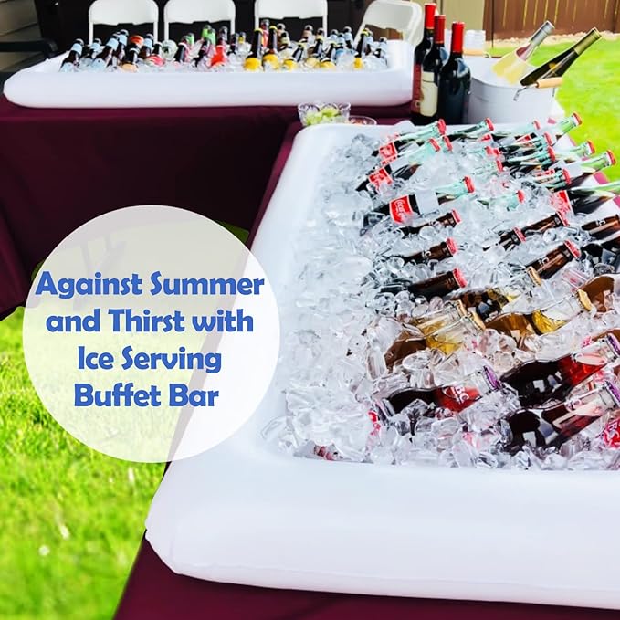 Novelty Place Inflatable Ice Serving Tray Buffet Bar with Drain Plug - Salad Food & Drinks Inflatable Cooler for Party Picnic and Camping (Pack of 1)