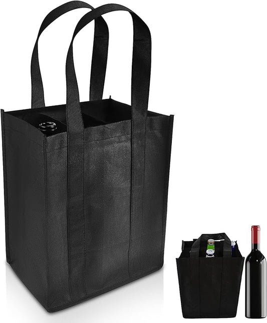 Wine Carrier Tote with 6 Compartments, Non-Woven Wine Travel Bags Wine Shopping Grocery Bag Portable Wine Bottle Gift Bag Carrier Wine Bottle Holder Bag with Carry Handle for Picnic Wine Lover