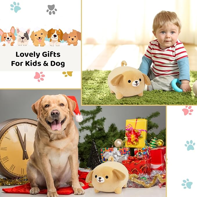 Dog Plush Pillow,8inch Puppy Stuffed Animal Toy,Cute Soft Dog Plushie Hugging Pillow Valentine Christmas Birthday Gifts for Kids Girlfriend Boyfriend