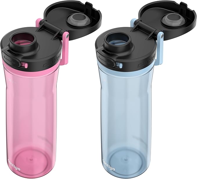 Contigo Jackson Water Bottle, 24 oz, 2-Pack, Glacier; Azalea