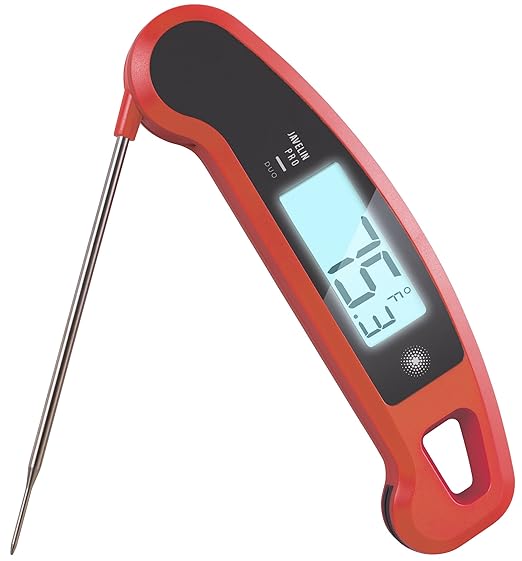 PX1D Javelin PRO Duo Ultra Fast Professional Digital Instant Read Meat Thermometer for Grill and Cooking, 4.5" Probe, Auto-Rotating Backlit Display, Splash Resistant – Sambal