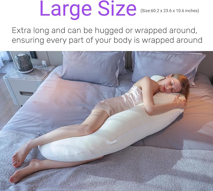 Swan Pillow Full Body Pillow,60 Inch Side Sleeper Pillows for Adults,Maternity Pillow for Pregnant Women with Velvet Cover, White