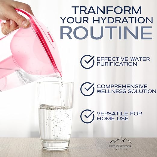 Purified Clean Crystal-Clear Water Filter Pitcher: Experience Enhanced Extraordinary Refreshing Hydration, Enjoying Convenience, Efficient and Quality You Deserve (Red - 3.8 LTS)