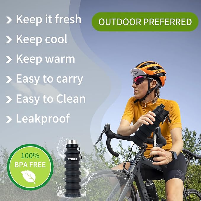 Collapsible Water Bottle, Reuseable BPA Free Silicone Foldable Water Bottles for Travel Gym Camping Hiking, Portable Leak Proof Sports Water Bottle…