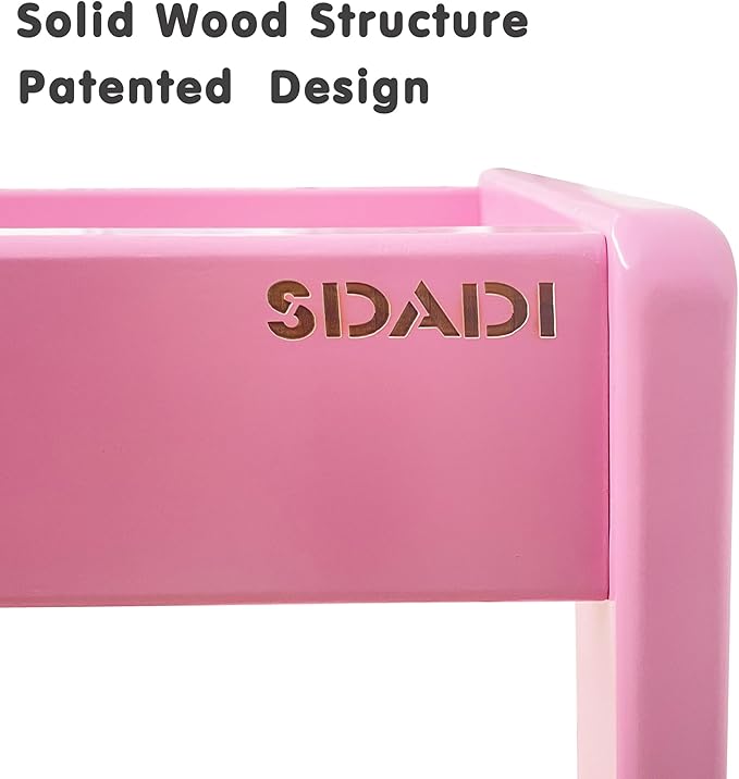 SDADI Mother's Helper Adjustable Height Kitchen Step Stool, Children Kids Toddlers Counter Level Learning Stool for Kitchen & Bathroom, Pink