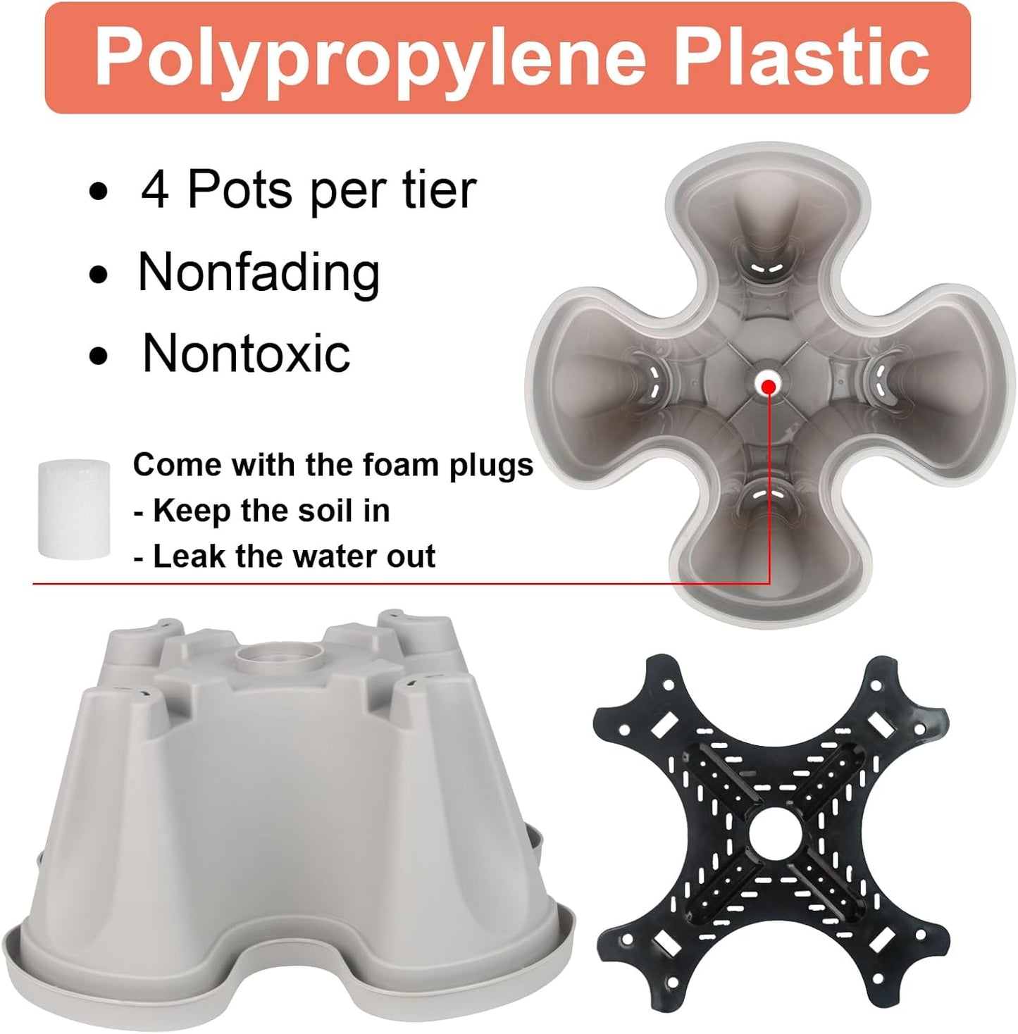 Vertical Planter 7 Tier Stackable Planters Garden Planters Strawberry Herb Flower and Vegetable Planter Indoor Outdoor Gardening Pots with Removable Wheels and Tools 2-Pack