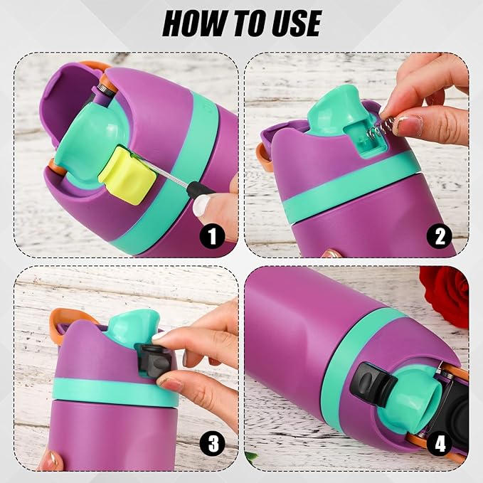 2pcs Stopper Replacement 2pcs Button for Owala FreeSip 19/24/32/40oz, BPA-Free Silicone Plug Gasket Top Lid Bottle Mouth Push Switch Top Cap Seal Accessories, with 2 Spring, Screwdriver