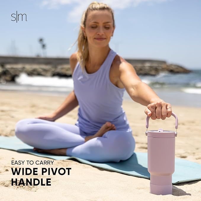 Simple Modern Trek Pivot | 30oz Flip Straw Tumbler with Handle | Water Bottle & Boot | Interchangeable Straw & Chug Lids | Insulated Stainless Steel Jug | Gym Sports Outdoors | Winter White