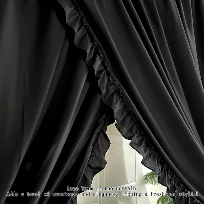 AIKASY Princess Canopy Bed Curtains with Top Ties - Windproof & Lightproof for Girls' Adult Bedroom Decor | Bed Canopy Drapes (Full,Black)