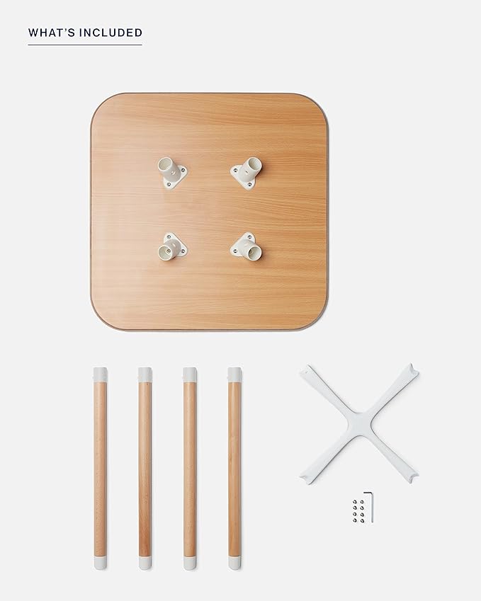 Lalo The Play Table, Wooden Preschool Table and Kids Activities Table with Easy to Clean Surface - Quick & Easy Set Up - Safe and Secure, 23 ⅝ x 23 ⅝ x 19 ⅛ in - Natural