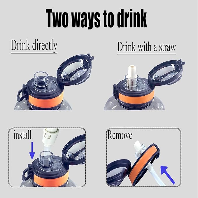 Sports Water Bottle, 50 Oz/1500mL, Leak Proof BPA Free Travel Outdoor For Men Women (Black)