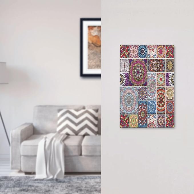 Morocco Talavera Mexican Tiles Printed Colroful Mandala 1 Gang Light Switch Covers No Device Wall Plate Decorative Blank Switchplate Electrical Faceplate for Kitchen Bathroom Bedroom Decor