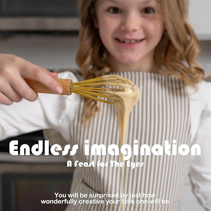 Kids Baking Set with Elegant Matching Apron for Child and Adult, Storage case, Real Working Utensils, Cookie Cutters, and Baking Supplies