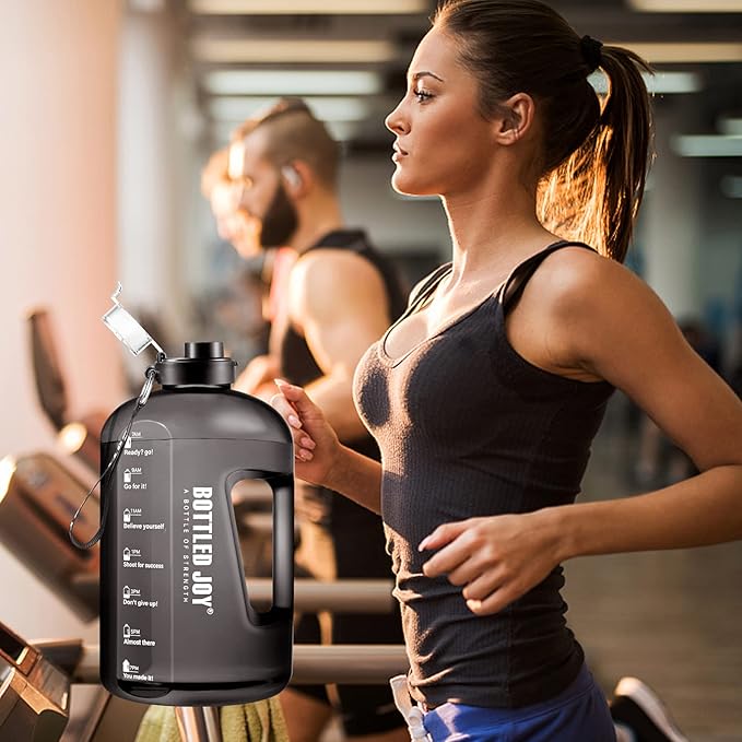 Water Bottle with Time Markings, 2.5 Litre Sports Water Bottle with Handle Leakproof Reusable & BPA Free, Flip Cap with Cleaning Brush Daily Water Intake Bottle Ideal for Gym Office