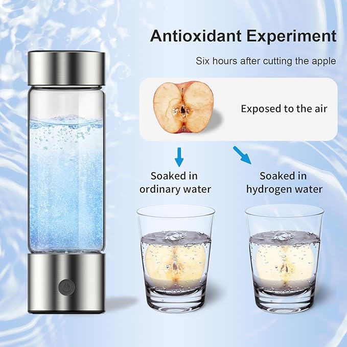 feifuns Hydrogen Water Bottle Generator, 2-in-1 Rechargeable Portable Glass Hydrogen Water for Health, 3 Mins & 3 Steps, 4th Generation SPE & PEM Technology, Matching Your Lifestyle (Black)