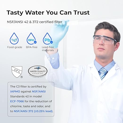 Waterdrop TST-UF 0.01μm Ultra-Filtration Under Sink Water Filter, Stainless Steel, 5X Service Life,Remove 99.99% of Contąminants Larger Than 0.01μm, with Dedicated Faucet, USA Tech (3 Filter Included)