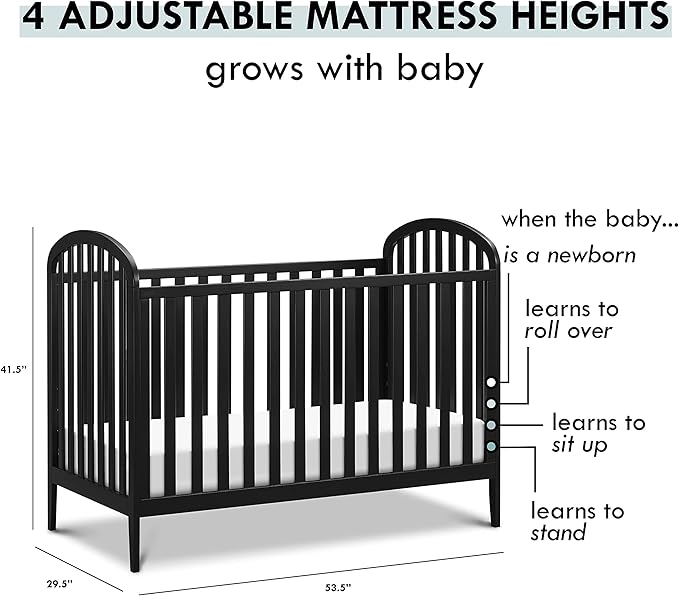 DaVinci Beau 3-in-1 Convertible Crib in Ebony, Greenguard Gold Certified