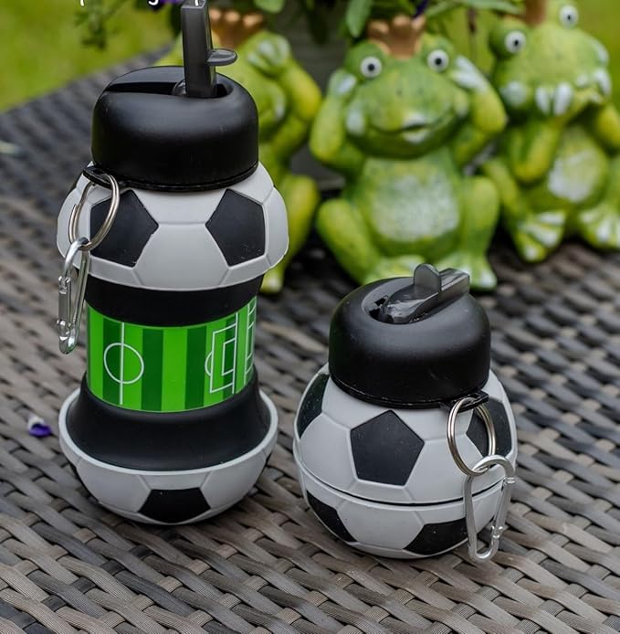 Kids 34 OZ Sports Silicone BPA-Free Water Bottle, Collapsible Football Shape Foldable and Leak Proof Water Bottle for School Kids,Travel,Hiking,Riding and for Movements.