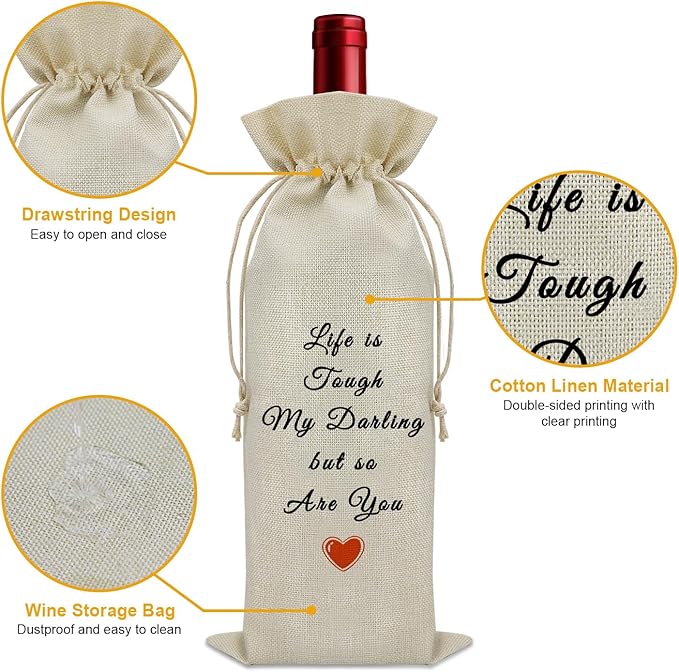Sazuwu Inspirational Wine Bag Encouragement Gifts for Daughter from Parents Friendship Birthday Gifts for Women Friends Wine Bottle Decoration Bag Motivational Gifts for Employees Coworkers