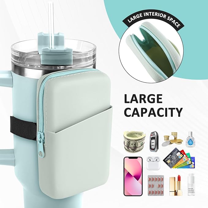 Silicone Water Bottle Pouch For Stanley Quencher Adventure 40 oz & Stanley IceFlow 20oz 30oz, Gym Accessories for Women, Stanley Cup Accessories, Water Bottle Pouch for Sports