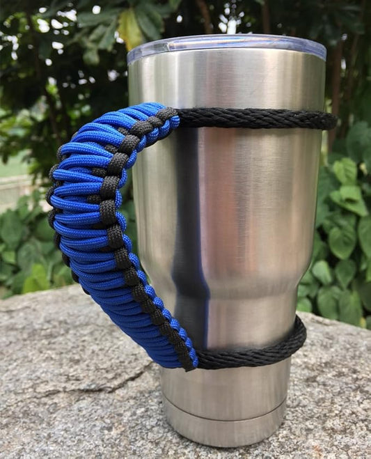 Handmade Paracord Handle for Yeti/Rtic/Ozark Trail Rambler 30 Oz Tumbler. Blue/black