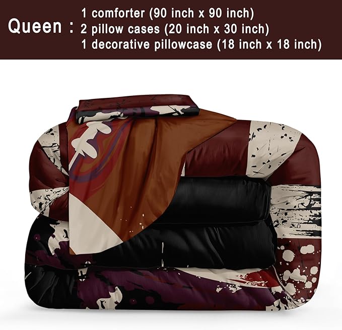 Bedbay Flag Camo Comforter Set Camouflage Bedding American Flag Comforter Set Queen Vintage Camo Football Bedding Teen Boys Military Army Comforter 4 Pcs Rugby Ball Games Sports Theme Duvet Set