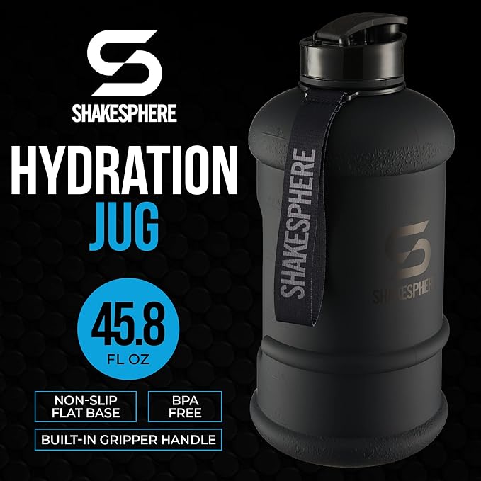 SHAKESPHERE Large Sports Water Bottle - BPA Free Hydration Jug, Black - Ideal for Sports, Camping, Outdoor, Biking & Kids… (Matte Pink, 1.3L)