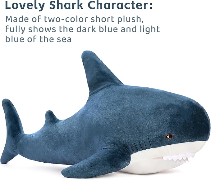 MorisMos Giant Shark Stuffed Animal Shark Plush Toys, Soft Plush Shark Hugging Pillow for Kids, 51 inch