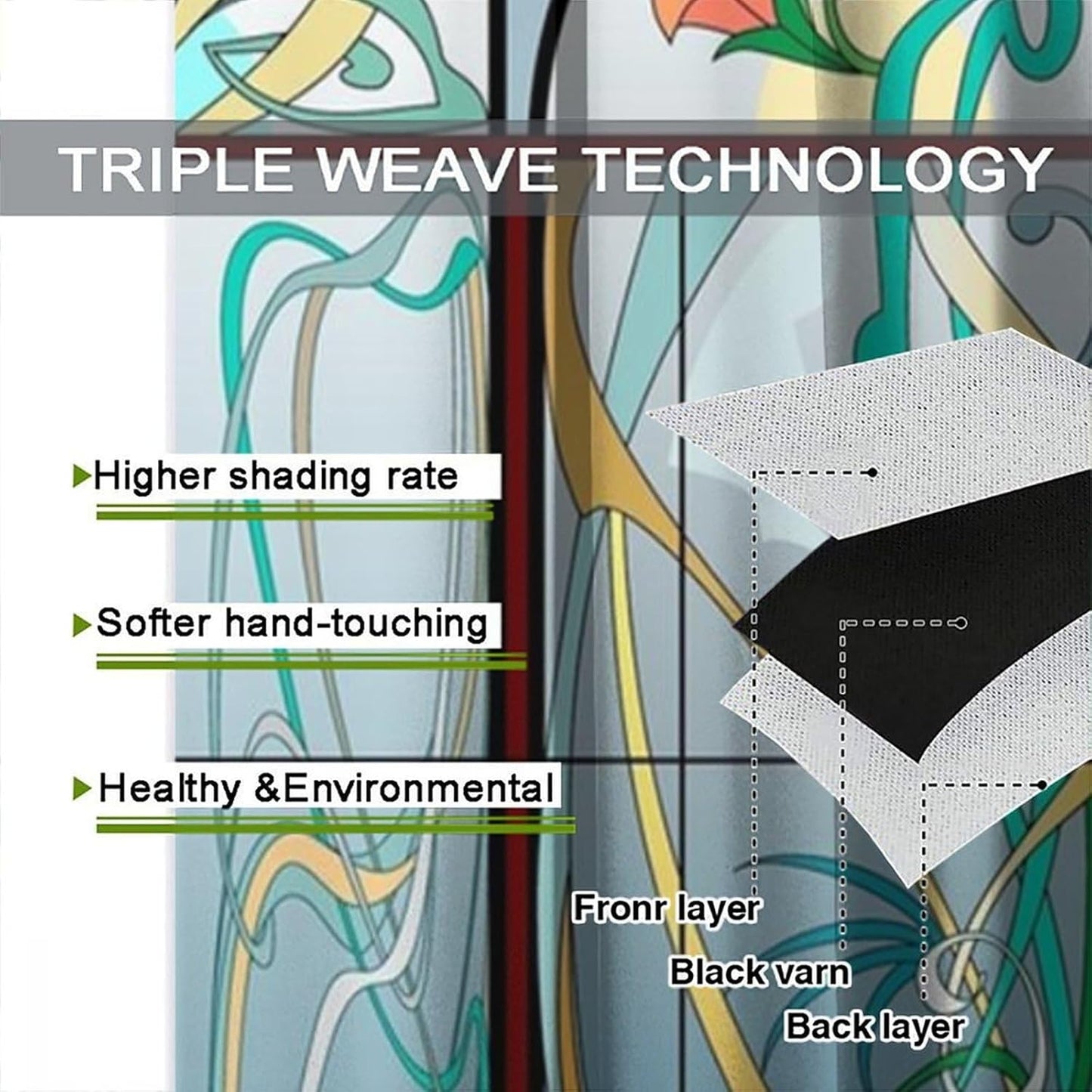 Stained Glass Curtains, Retro Mid Century Boho Abstract Art Home Decor Drapes for Bedroom Living Room Kitchen Window Treatment 2 Panels Set Total Size 84" W X 84" L Inch