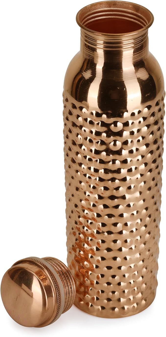 Copper Water Bottle For Drinking Black Pure Copper Ayurvedic Water Bottle 1000 ML Leak Proof,Water Bottle for Carrying Bag For for Sports, Gym,Yoga Travel,Water Bottle for Gym,Office,Hiking