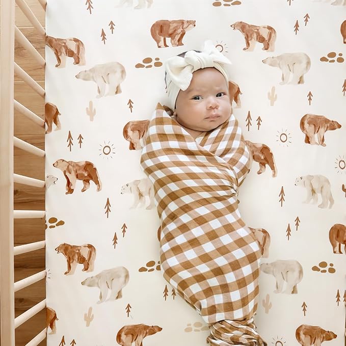 Stretchy Ultra Soft Jersey Knit Fitted Crib Sheets Set 2 Pack，Universal Fit All Standard Crib Mattress Pads Safe and Snug, Crib Fitted Sheet for Boys and Girls, Cute Animals Print