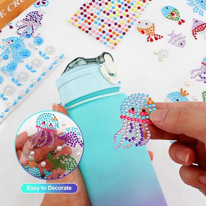 Decorate Your Own Water Bottle Kits for Girls, Water Bottle for Girls, Birthday Gifts for Girls Water Bottle, Arts and Crafts for Girls, Mermaid Arts and Crafts Gifts Toys for Girls Christmas