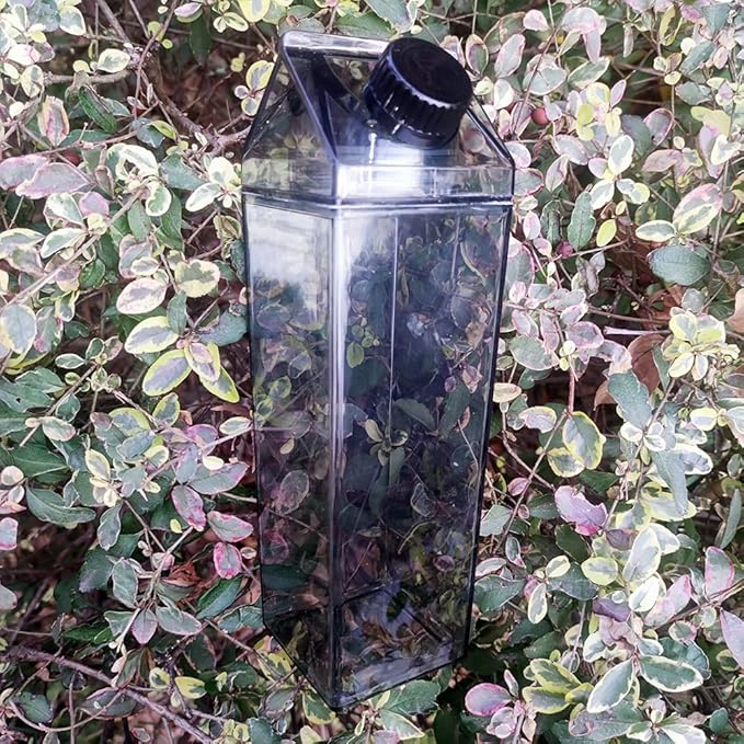 Jinberry 1000ml/34oz Cute Leakproof Clear Milk Carton Water Bottle Portable Drinkware for Outdoor Climbing Tour or Camping