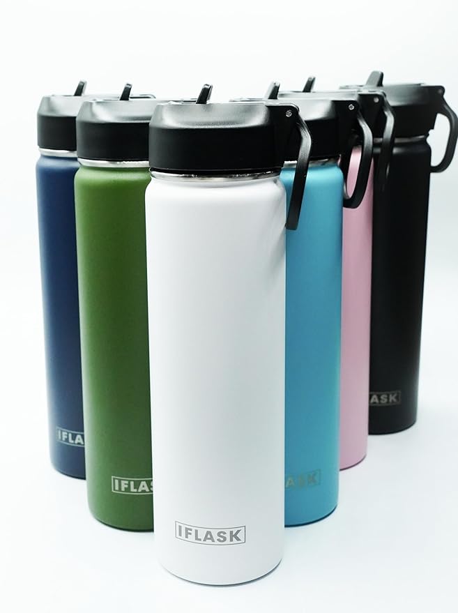 Sport Travel Outdoor Water Bottle with Spout and Straw Lids | Leak Proof | Insulated Stainless Steel Double Walled | BPA and Sweat free | Hot & Cold | For Kids Men & Women (Pink, 22 oz)