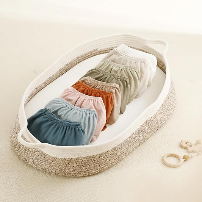 GRSSDER Stretchy Ultra Soft Fitted Bassinet Sheet 2 Pack, Universal Fit for Bassinets Baby Cradle Moses Basket Oval Rectangle Mattress Safe and Snug, Jersey Bassinet Sheets for Girls, Cream/Sage