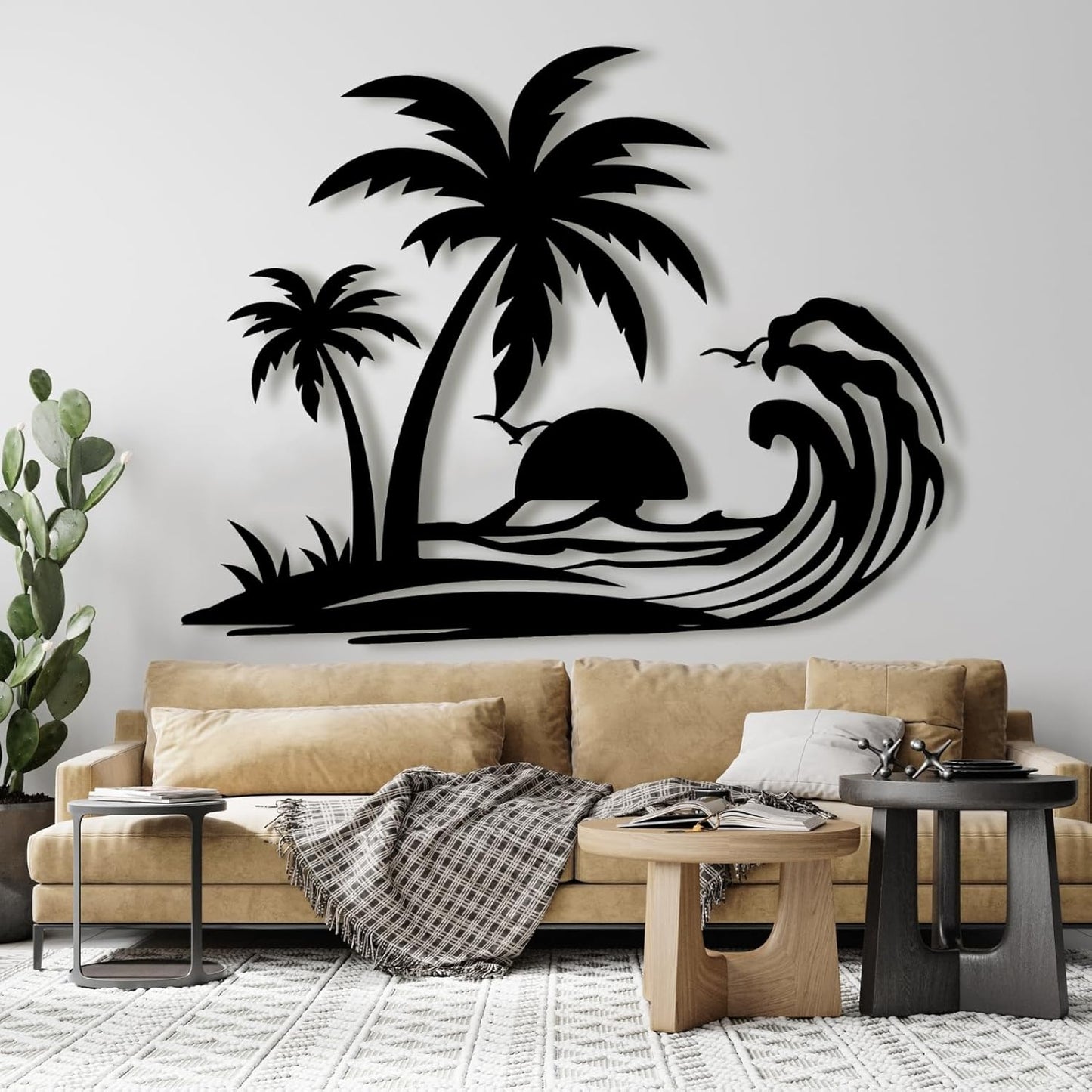 Palm Tree Metal Wall Decor,Palm Tree Metal Wall Art,Metal Palm Tree,Metal Palm Tree Wall Decor,Tropical Metal Wall Art,Beach Wall Decort,Metal Wall Decor (style 1,white,35 L" x 28 W" / 90 x 70 cm)